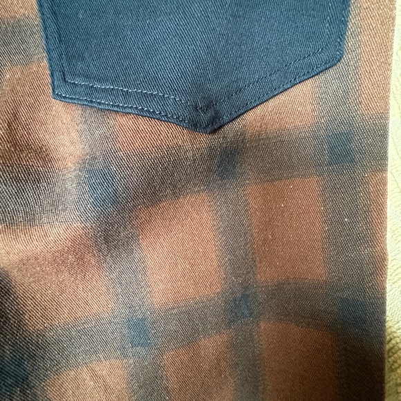WEWOREWHAT Plaid Colorblock Icon Jeans Navy and Brown, Size 25🔥 - Picture 7 of 12